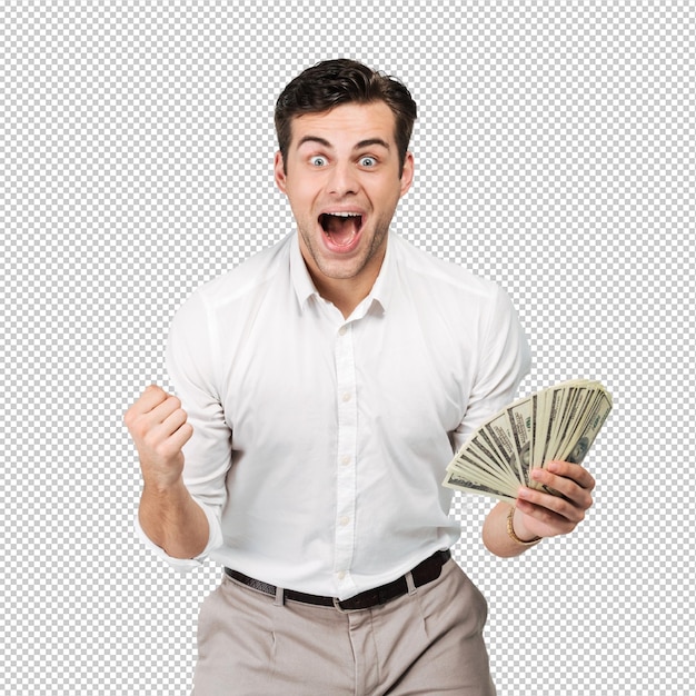 Portrait of a cheerful excited man