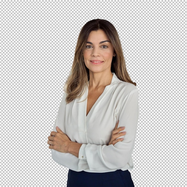 Portrait of a confident businesswoman smiling with crossed arms