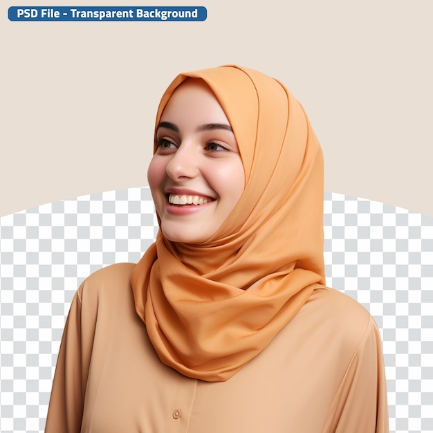 PSD portrait of a confident young arab woman in hijab smiling young arabian girl