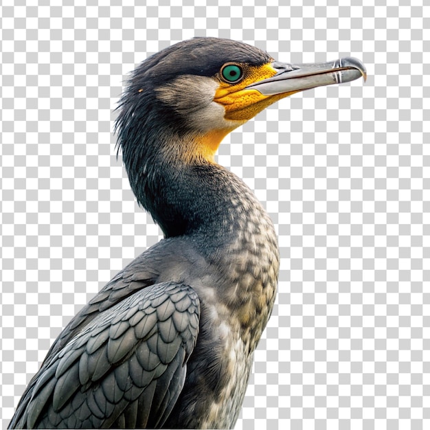 Portrait of cormorant isolated on transparent background