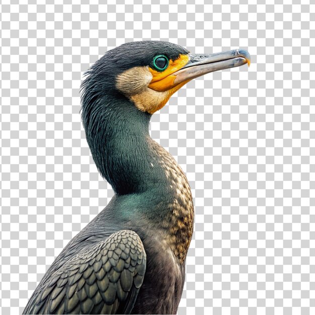 PSD portrait of cormorant isolated on transparent background