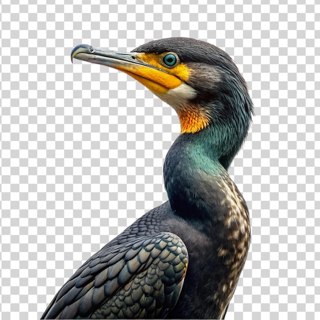 PSD portrait of cormorant isolated on transparent background