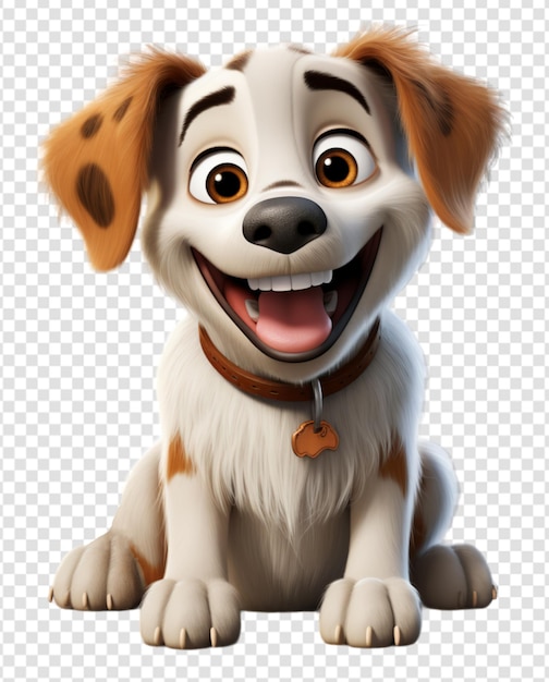 PSD portrait of cute brown white dog on transparent background
