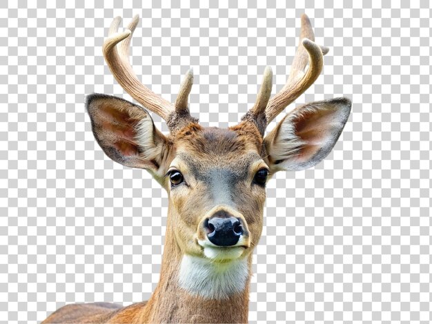 Portrait of a deer isolated on a transparent background