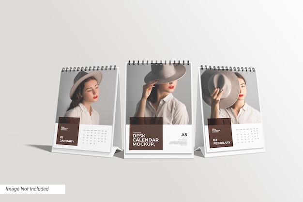 PSD mockup del calendario della scrivania ritratta