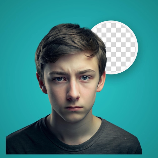 PSD portrait of a desperate young man looking sadly into the camera regretting his mistake indoor studio shot isolated