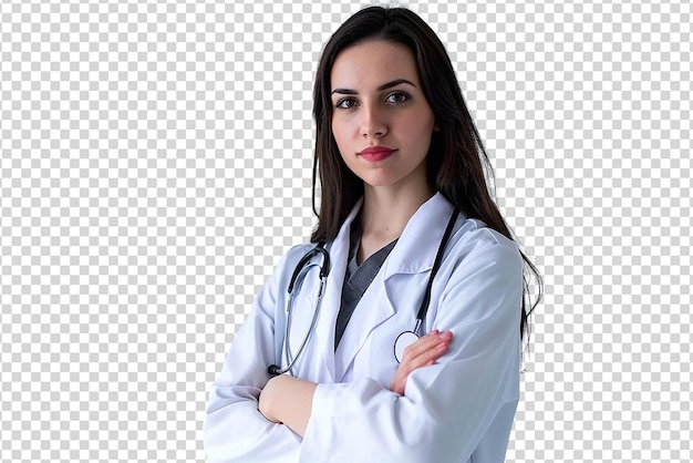 白い隔離された背景の女性医師の肖像画