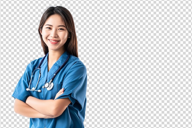 PSD portrait of doctor woman on white isolated background
