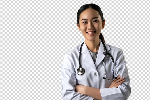 PSD portrait of doctor woman on white isolated background