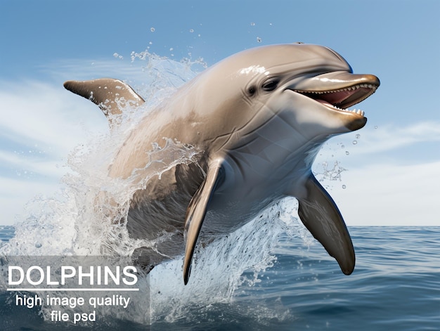 PSD portrait of dolphin illustration