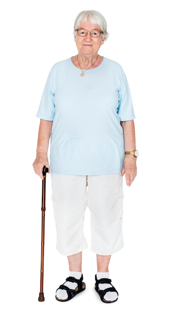 Portrait of an elderly woman isolated on white background