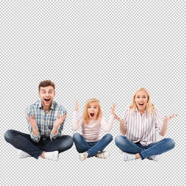portrait of an excited family sitting together
