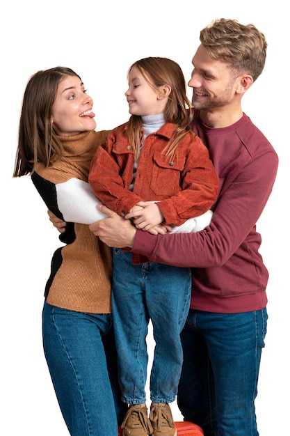 PSD portrait of family ready for a voyage trip