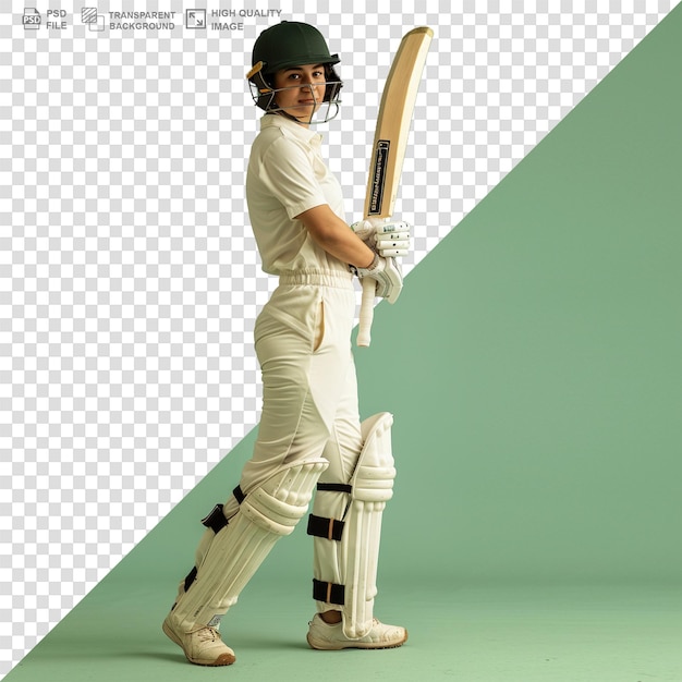 PSD portrait of a female cricketer on transparent background png