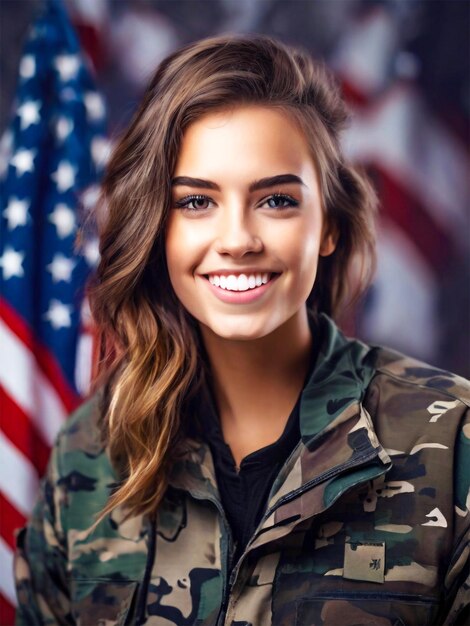 Portrait of female us army soldier