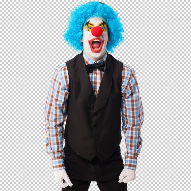 PSD portrait of a funny clown over white