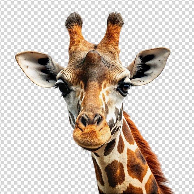 PSD portrait of giraffe head isolated on transparent background