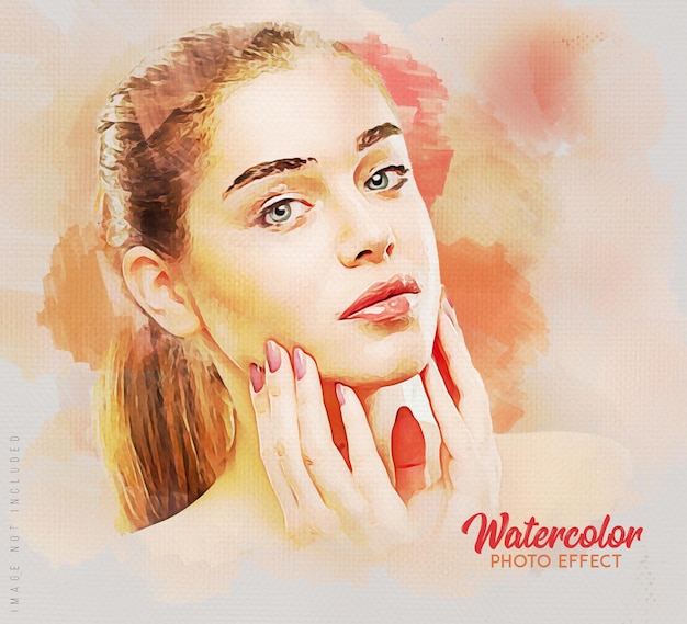 Portrait of a girl with watercolor effect mockup PSD