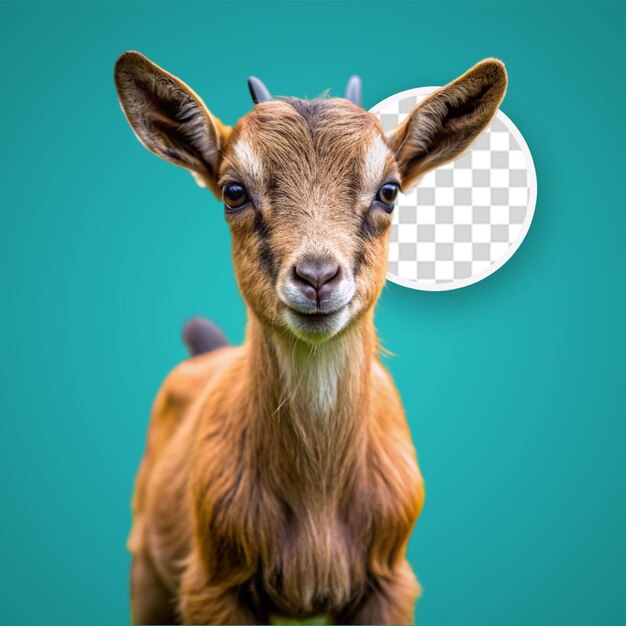 A portrait of a goat in a studio setting isolated