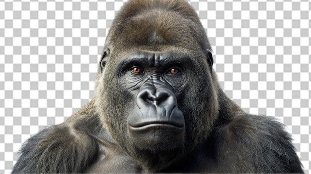 PSD portrait of a gorilla isolated on transparent background