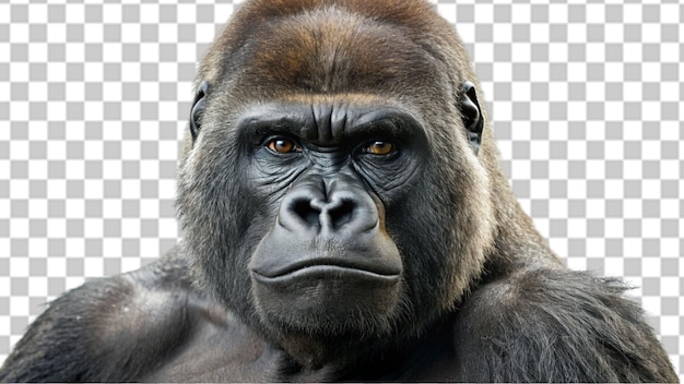 PSD portrait of a gorilla isolated on transparent background