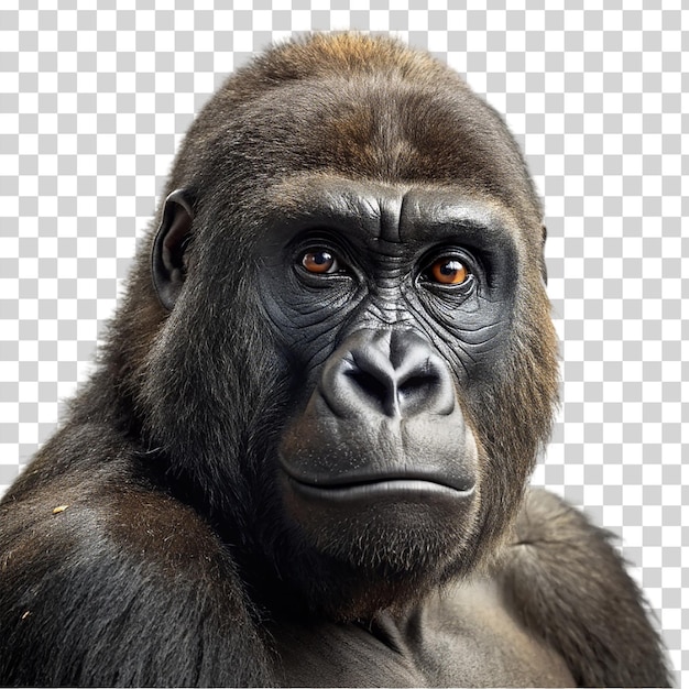 PSD portrait of gorilla isolated on transparent background