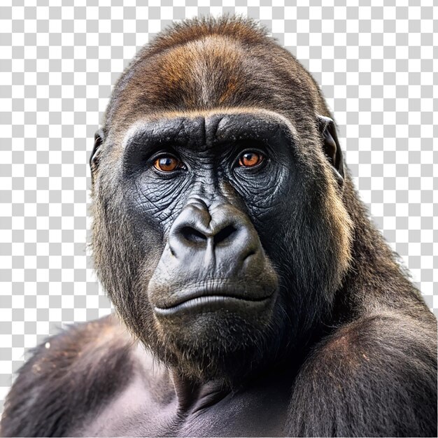PSD ritratto di gorilla isolato su uno sfondo trasparente
