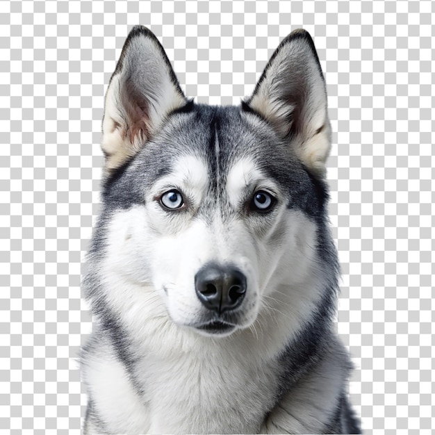 PSD portrait gray husky dog isolated on transparent background