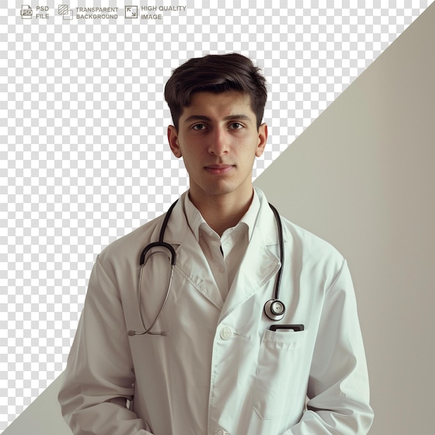 PSD portrait of a handsome young doctor isolated