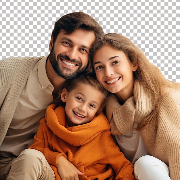 PSD portrait of happy family with child isolated background