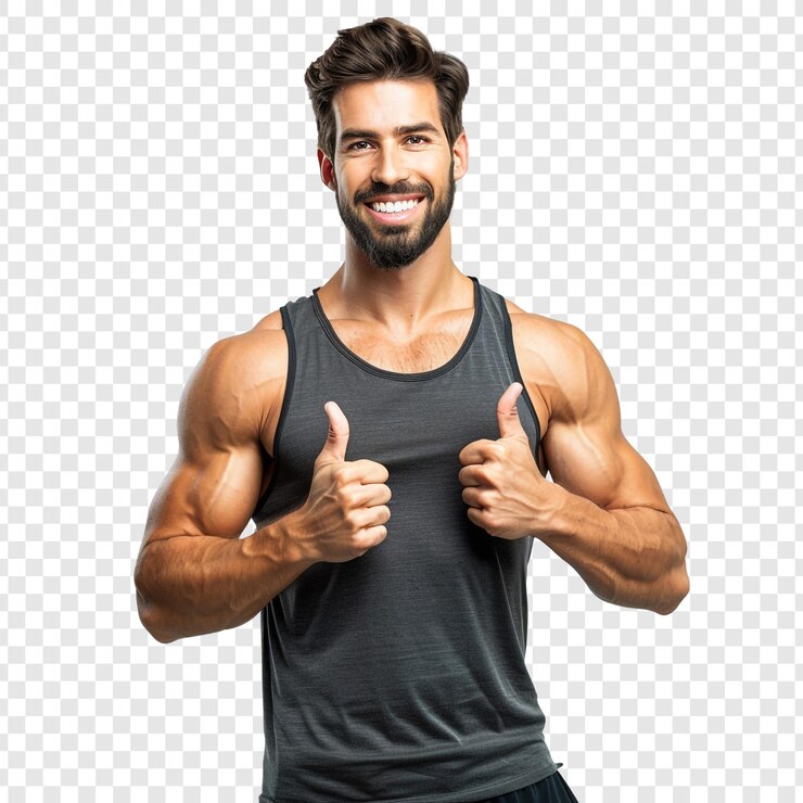 PSD portrait of a happy and muscular man