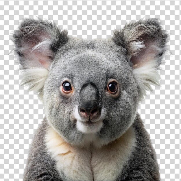 Portrait of koala isolated on transparent background