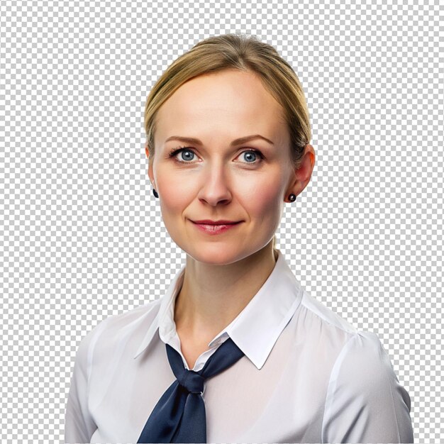 PSD portrait lady wearing a tie on transparent background