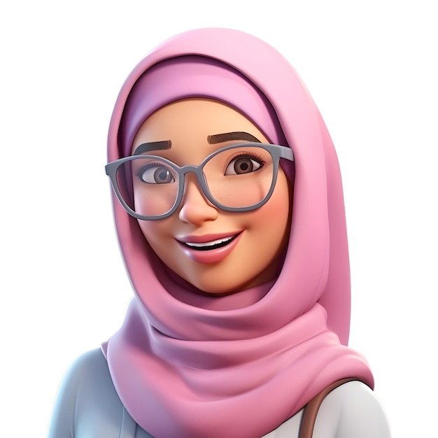 PSD portrait of a malay woman avatar in hijab generative ai