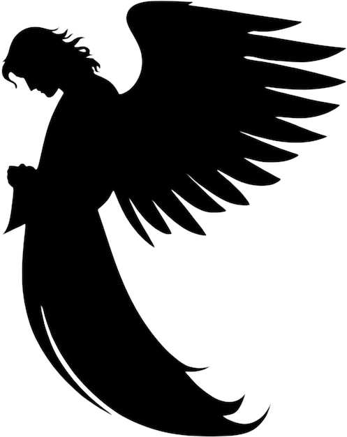 A portrait of male angel silhouette clip art aigenerated