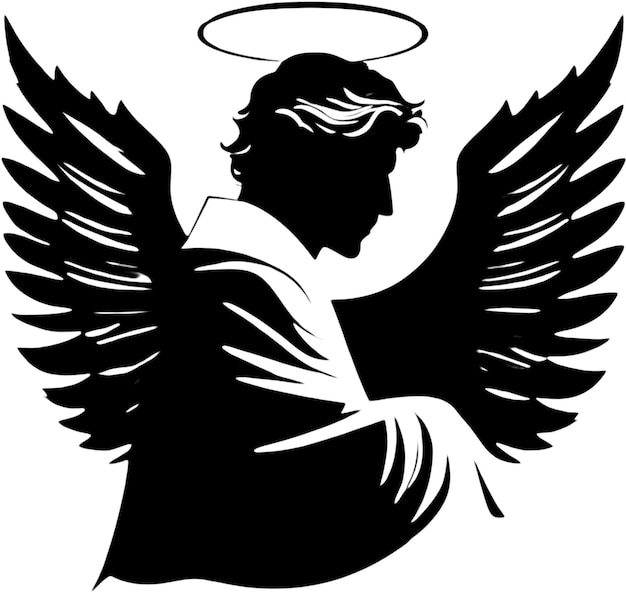 A portrait of male angel silhouette clip art aigenerated