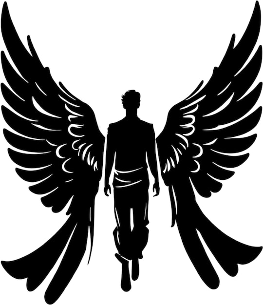 PSD a portrait of male angel silhouette clip art aigenerated