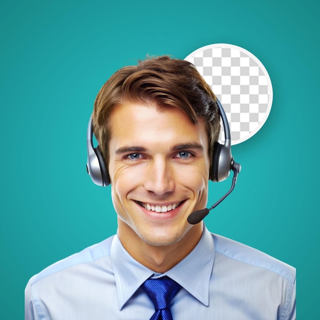 PSD portrait of male call center agent