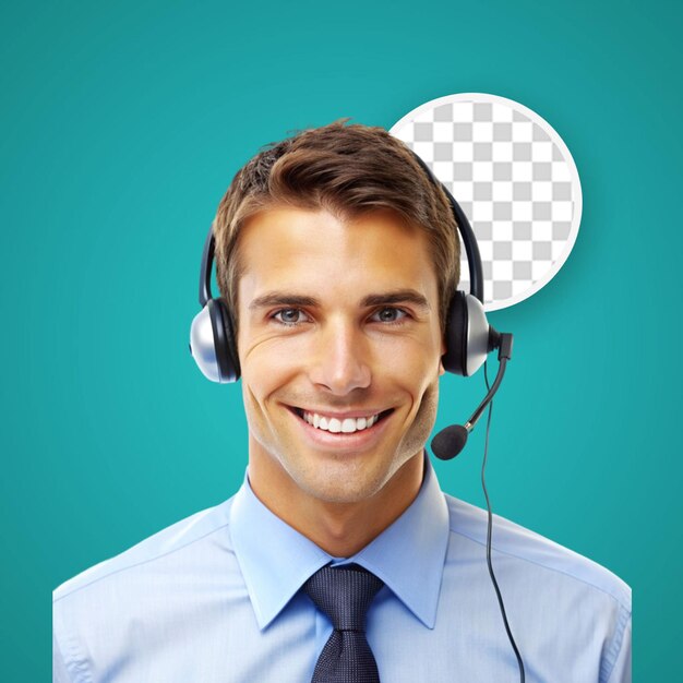 PSD portrait of male call center agent