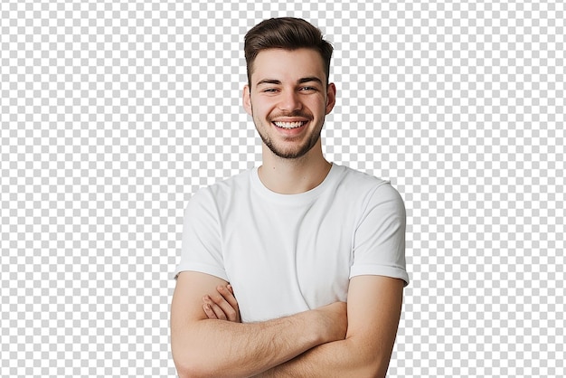 PSD portrait of man arm crossed on white isolated background