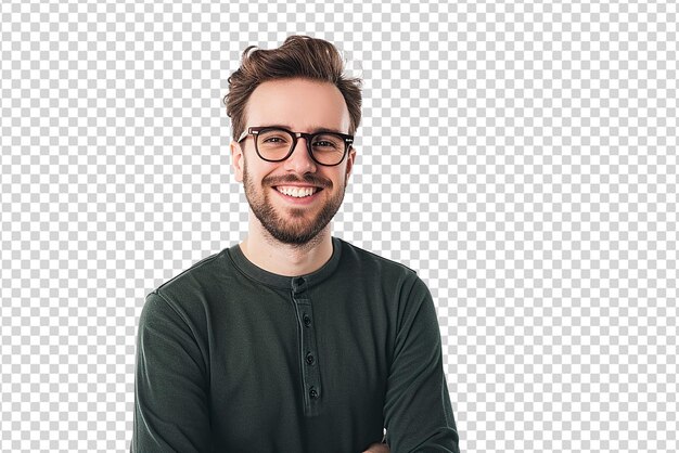PSD portrait of man arm crossed on white isolated background