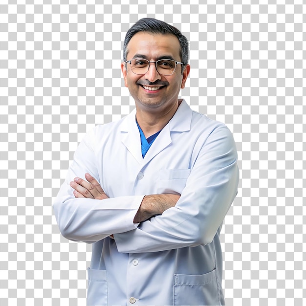 Portrait of a man doctor isolated on transparent background