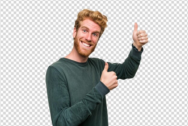 PSD portrait of man doing thumbs up on white isolated background
