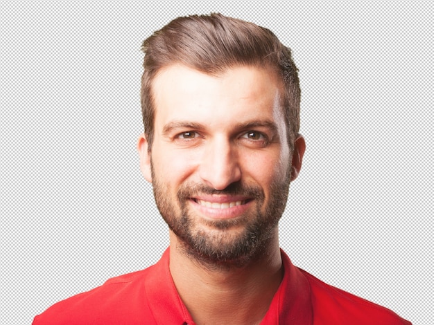 PSD portrait of man in red polo shirt