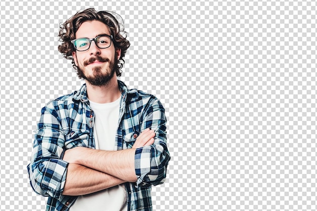 PSD portrait of man with crossed arms on white isolated background