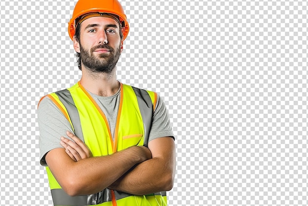 PSD portrait of man worker on white isolated background