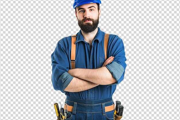 PSD portrait of man worker on white isolated background