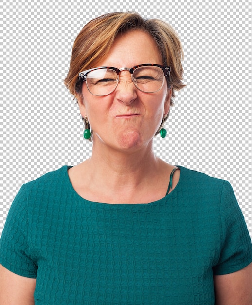 Portrait of a mature woman doing a funny grimace