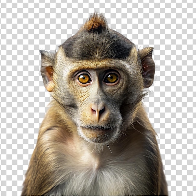 Portrait of monkey isolated on a transparent background