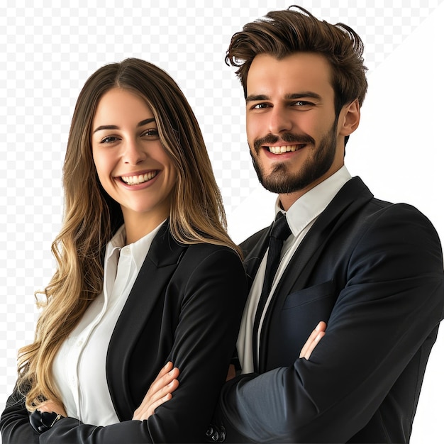 PSD Портрет улыбающихся офисных работников женщины и мужчины